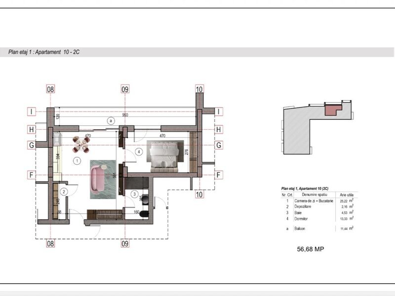 Nicolae Grigorescu, sector 3, apartament 57 mp, 2 camere, balcon